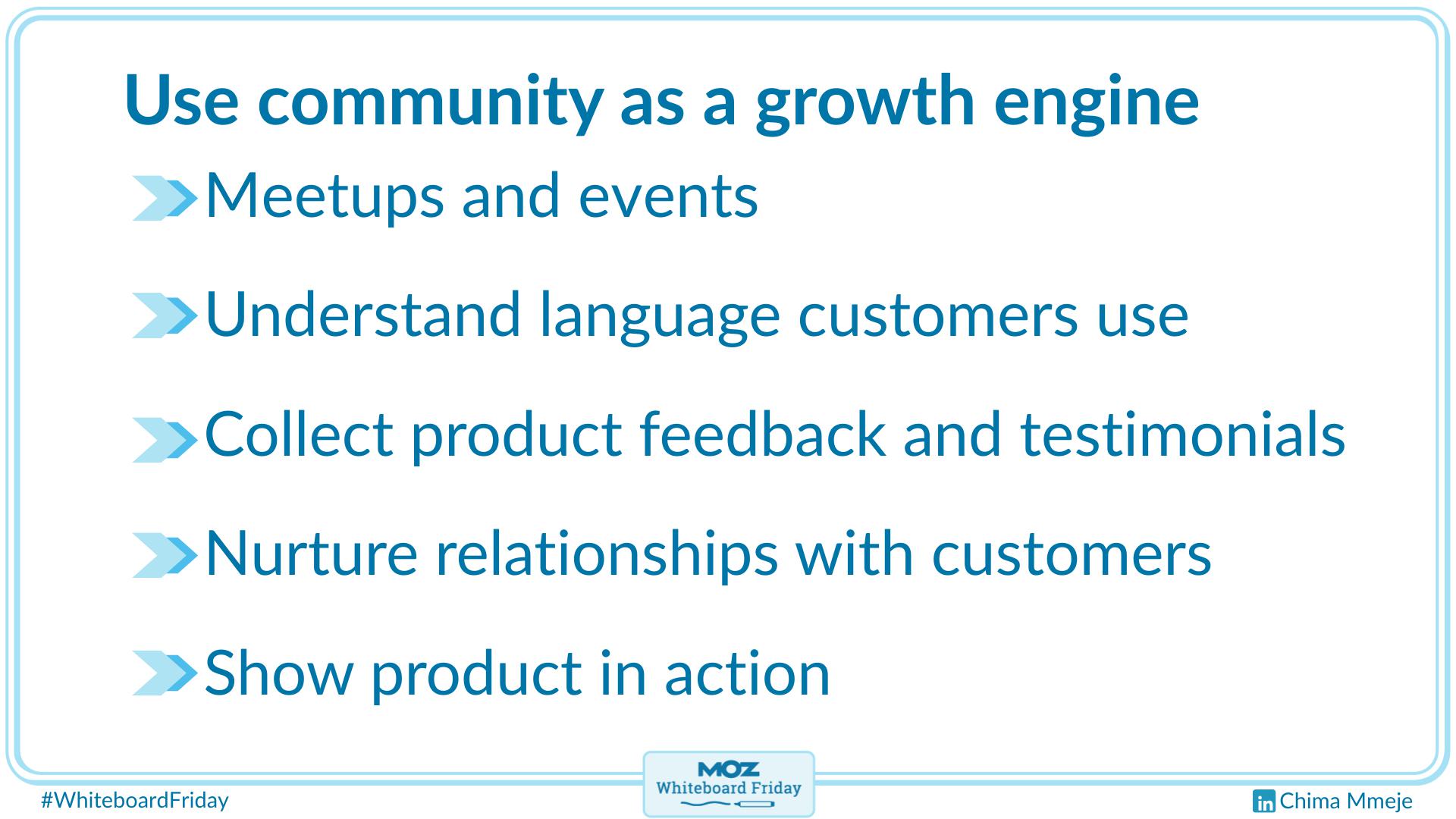 Zoomed-in portion of the digital whiteboard outlining the section on how to use community as a growth engine