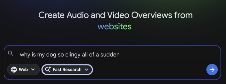 performing a search using notebooklm