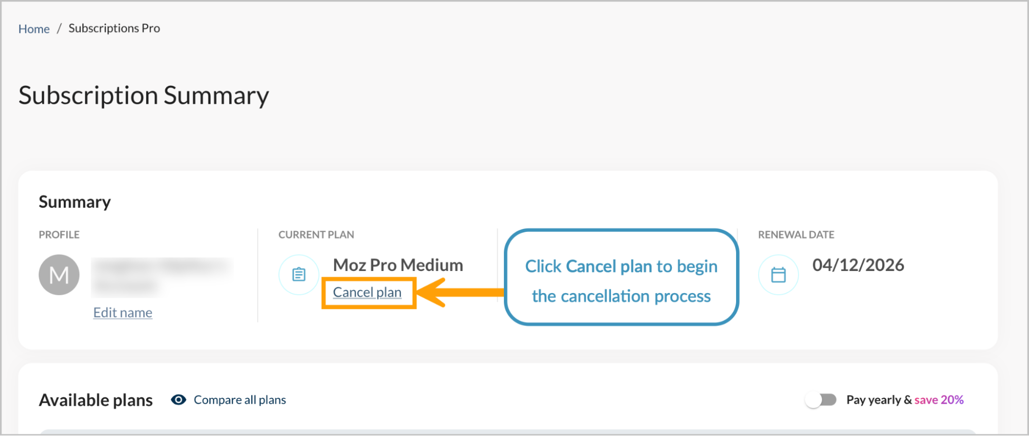 Screenshot of the where the cancel button is located.